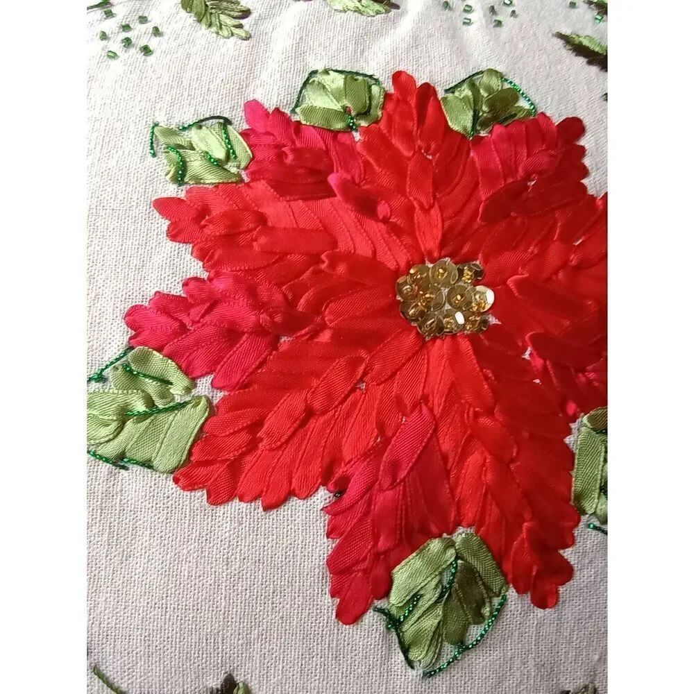 Christmas throw pillow. Poinsettia
